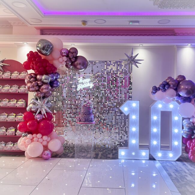 silver sequin wall and 4ft light up numbers burnham on crouch, maldon, brentwood, Southminster, south woodham ferrers, rayleigh, brentwood, canvy island, althorne, lathingdon, basildon, hornchurch